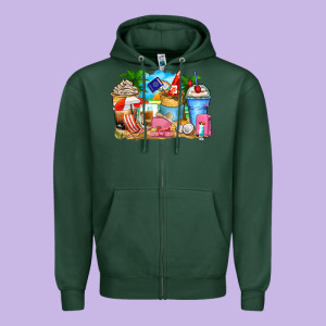 Travel Coffee Cups Zipper Hoodie Designed By Zillion Design Studio
