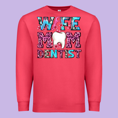 Wife Mom Dentist With Tooth And Floss Premium Sweatshirt Designed By Adodesignshop