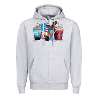Heather Grey usa coffee cups Zipper Hoodie - Zillion Design Studio