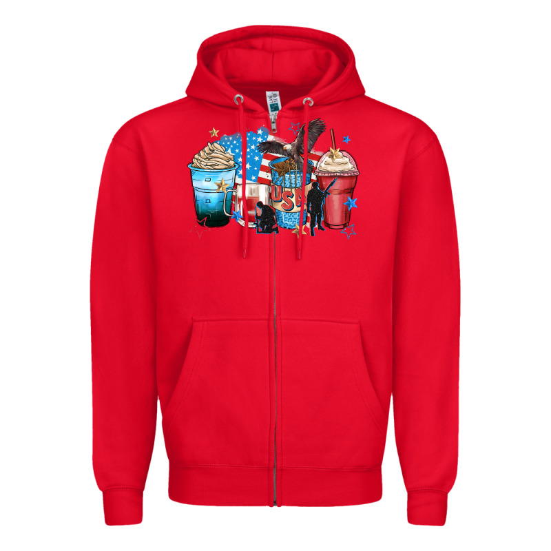 Usa Coffee Cups Zipper Hoodie by Zillion Design Studio | Teevron