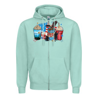 Seafoam usa coffee cups Zipper Hoodie - Zillion Design Studio
