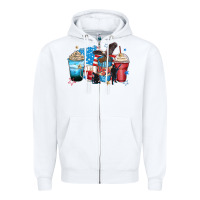 White usa coffee cups Zipper Hoodie - Zillion Design Studio