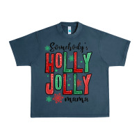 Midnight Navy somebodys holly jolly mama Urban Heavy Tee - MaliasSmallBusiness