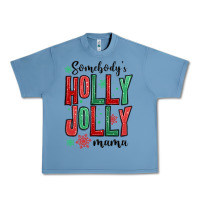 Pebble Blue somebodys holly jolly mama Urban Heavy Tee - MaliasSmallBusiness