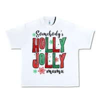 White somebodys holly jolly mama Urban Heavy Tee - MaliasSmallBusiness