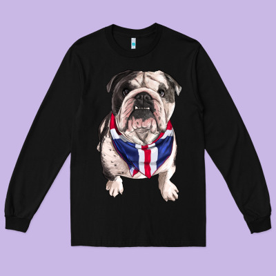 English Bulldog Long Sleeve Tee Designed By Ranaportraitstore
