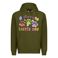 Army Green happy easter day paws Premium Hoodie - MaliasSmallBusiness