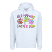 White happy easter day paws Premium Hoodie - MaliasSmallBusiness