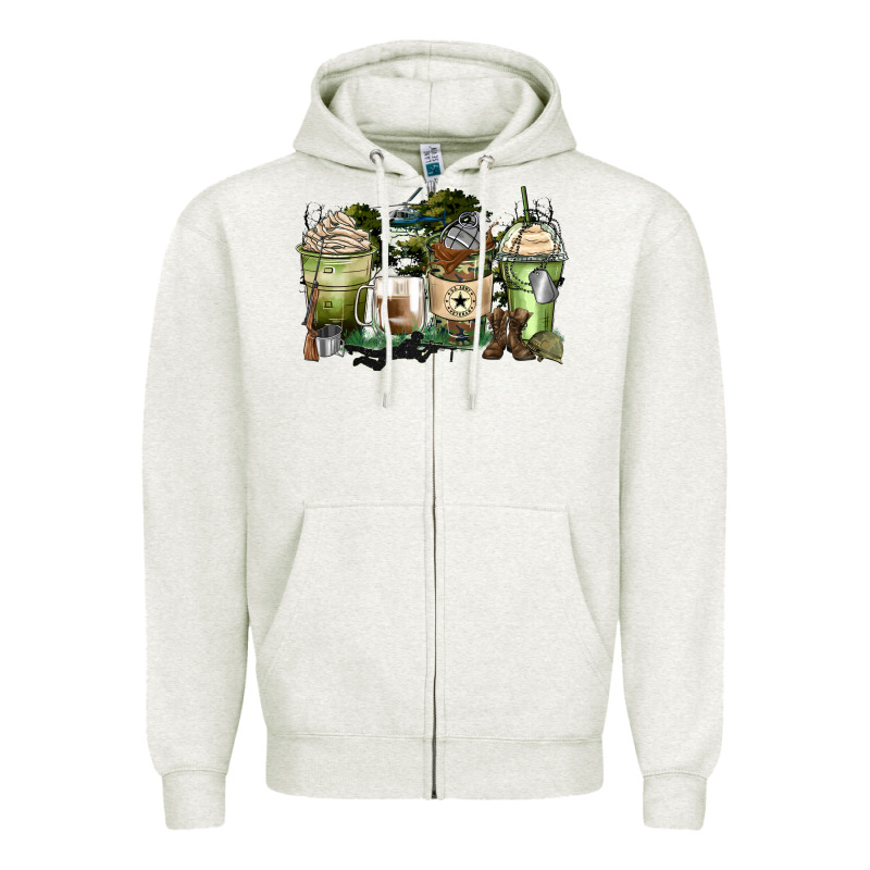 Veteran Coffee Cups Zipper Hoodie by Zillion Design Studio | Teevron