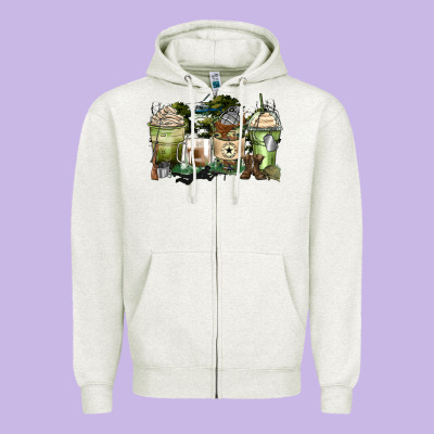 Veteran Coffee Cups Zipper Hoodie Designed By Zillion Design Studio
