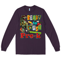Plum ready to crush pre k Long Sleeve Tee - texasbilliewilder