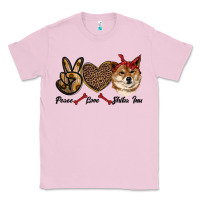 Bubblegum Pink peace love shiba inu Classic Tee - RanaPortraitStore