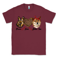 Burgundy peace love shiba inu Classic Tee - RanaPortraitStore