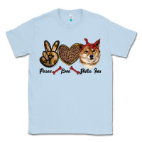 Dusty Blue peace love shiba inu Classic Tee - RanaPortraitStore