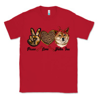 Red peace love shiba inu Classic Tee - RanaPortraitStore
