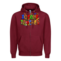 Burgundy ausome autism teacher Zipper Hoodie - Zillion Design Studio