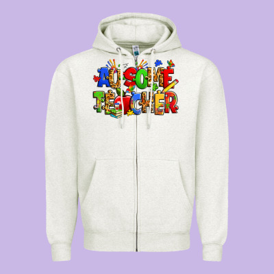 Ausome Autism Teacher Zipper Hoodie Designed By Zillion Design Studio