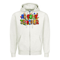 Oatmeal Heather ausome autism teacher Zipper Hoodie - Zillion Design Studio