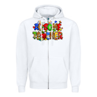 White ausome autism teacher Zipper Hoodie - Zillion Design Studio
