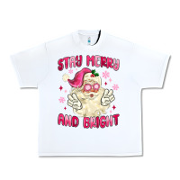 White stay merry and bright Urban Heavy Tee - MaliasSmallBusiness