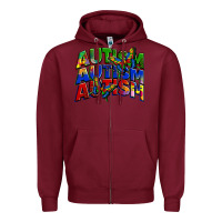 Burgundy autism autism autism Zipper Hoodie - Zillion Design Studio