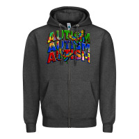 Charcoal Heather autism autism autism Zipper Hoodie - Zillion Design Studio