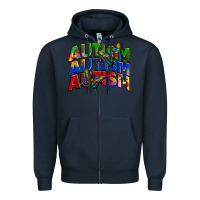 Navy autism autism autism Zipper Hoodie - Zillion Design Studio
