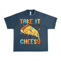 Midnight Navy take it easy keep it cheesy Urban Heavy Tee - MaliasSmallBusiness