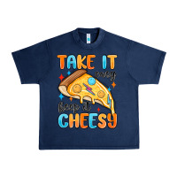 Navy take it easy keep it cheesy Urban Heavy Tee - MaliasSmallBusiness