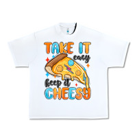 White take it easy keep it cheesy Urban Heavy Tee - MaliasSmallBusiness