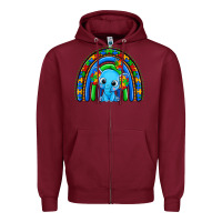 Burgundy autism elephant rainbow Zipper Hoodie - Zillion Design Studio