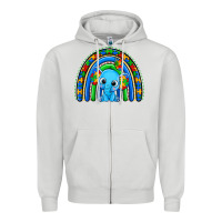 Dove Grey autism elephant rainbow Zipper Hoodie - Zillion Design Studio
