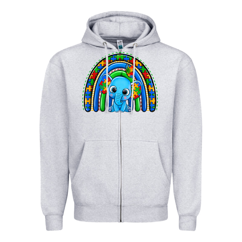 Autism Elephant Rainbow Zipper Hoodie by Zillion Design Studio | Teevron