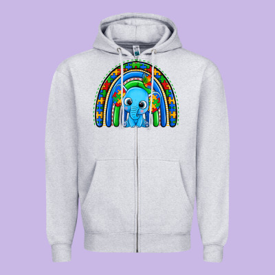 Autism Elephant Rainbow Zipper Hoodie Designed By Zillion Design Studio