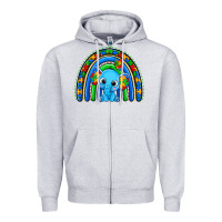Heather Grey autism elephant rainbow Zipper Hoodie - Zillion Design Studio