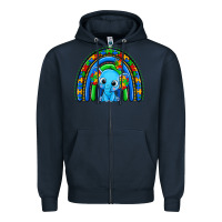 Navy autism elephant rainbow Zipper Hoodie - Zillion Design Studio