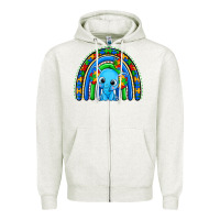 Oatmeal Heather autism elephant rainbow Zipper Hoodie - Zillion Design Studio