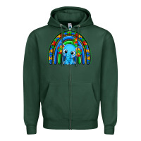 Sports Green autism elephant rainbow Zipper Hoodie - Zillion Design Studio