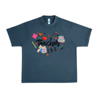 Midnight Navy teacher heart Urban Heavy Tee - MaliasSmallBusiness
