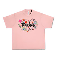 Salmon teacher heart Urban Heavy Tee - MaliasSmallBusiness