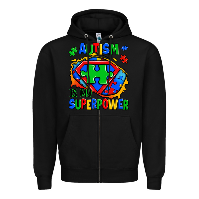 Autism Is My Superpower Ripped Shirt Zipper Hoodie by Zillion Design Studio | Teevron