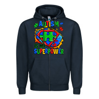 Navy autism is my superpower ripped shirt Zipper Hoodie - Zillion Design Studio