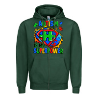 Sports Green autism is my superpower ripped shirt Zipper Hoodie - Zillion Design Studio