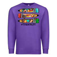 Purple #teacherlife pencils Premium Sweatshirt - JahusDesignShop