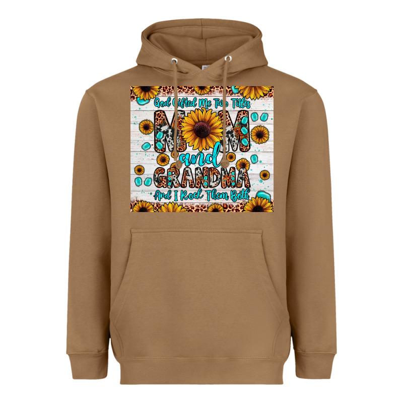 God Gifted Me Two Titles Mom And Grandma And I Rock Them Both Heavyweight Hoodie by JahusDesignShop | Teevron
