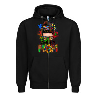 Black autism mom messy bun Zipper Hoodie - Zillion Design Studio