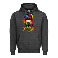 Charcoal Heather autism mom messy bun Zipper Hoodie - Zillion Design Studio