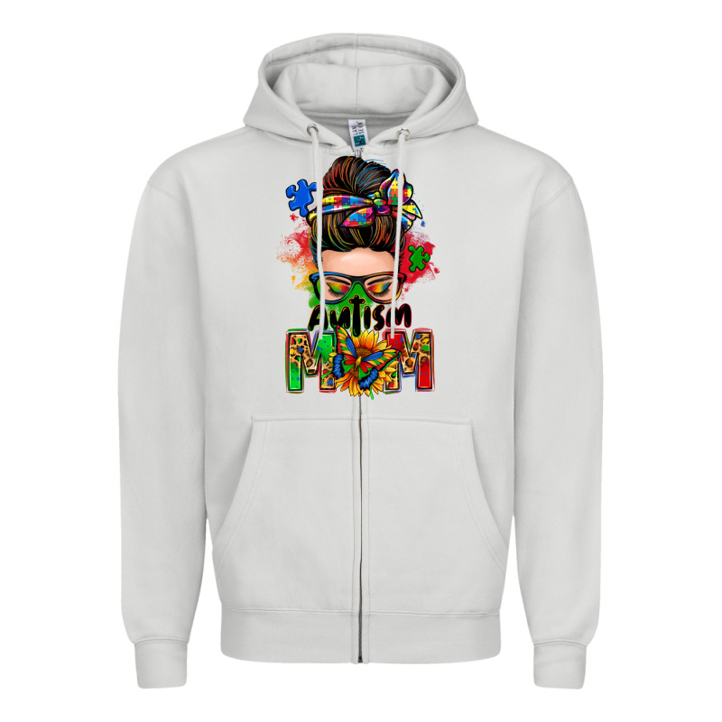 Autism Mom Messy Bun Zipper Hoodie by Zillion Design Studio | Teevron