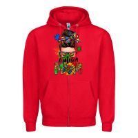 Red autism mom messy bun Zipper Hoodie - Zillion Design Studio