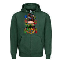 Sports Green autism mom messy bun Zipper Hoodie - Zillion Design Studio